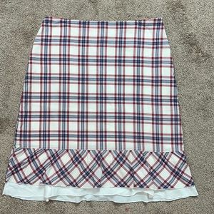 Tommy Hilfiger skirt size 6 white/red/blue plaid ruffle bottom